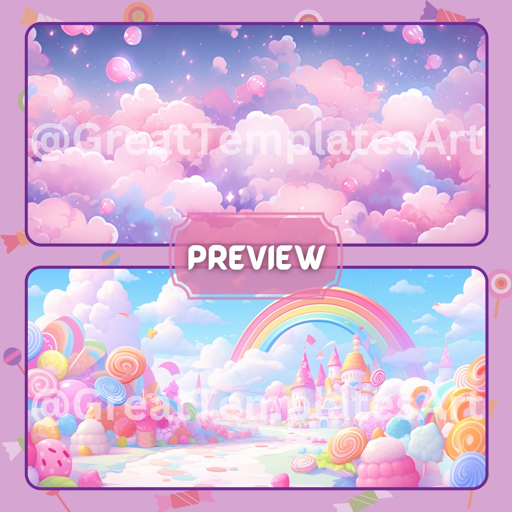 Candyland VTuber 背景、Lofi 背景、ストリーム アセット、Twitch 背景、仮想背景、Vtuber 背景