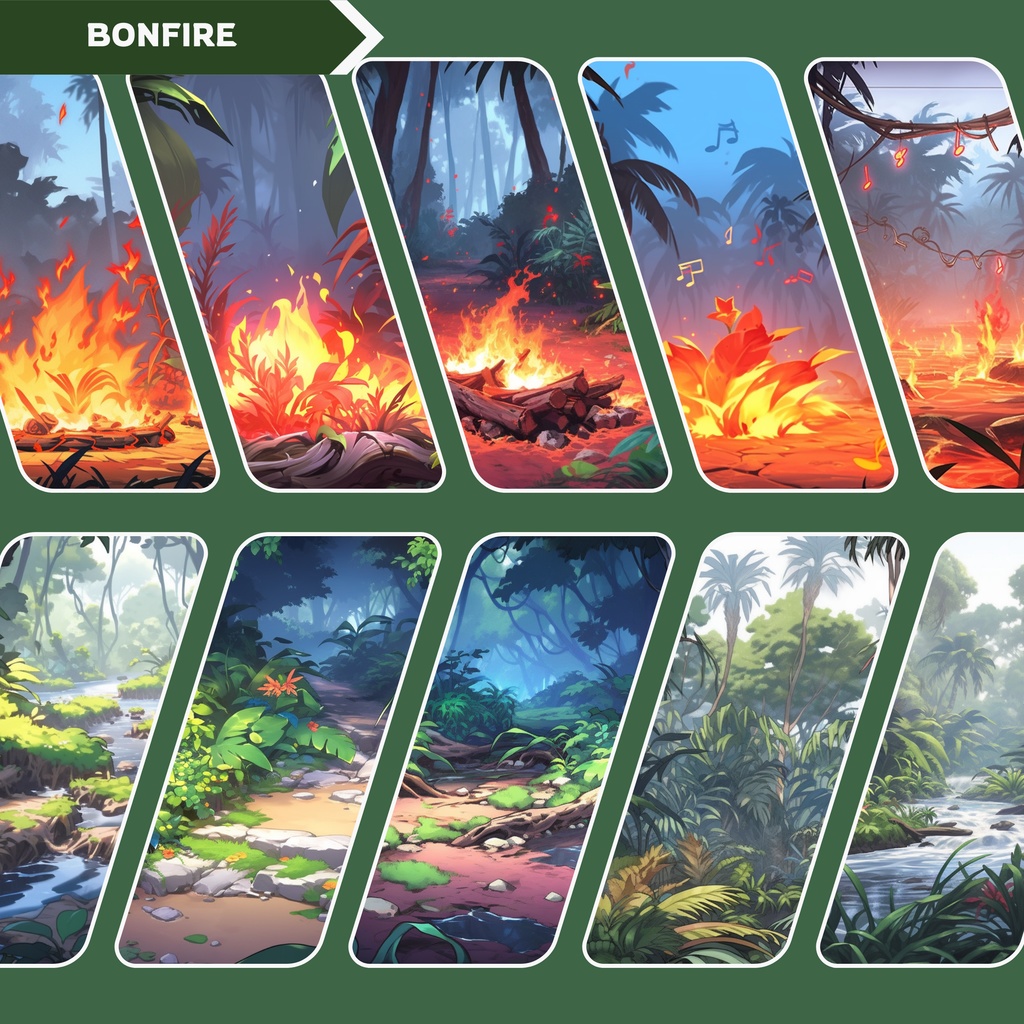 ジャングル VTuber 背景、Lofi 背景、ストリーム アセット、Twitch 背景、バーチャル背景、Vtuber 背景