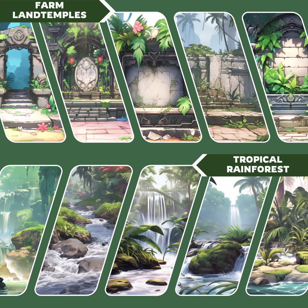 ジャングル VTuber 背景、Lofi 背景、ストリーム アセット、Twitch 背景、バーチャル背景、Vtuber 背景