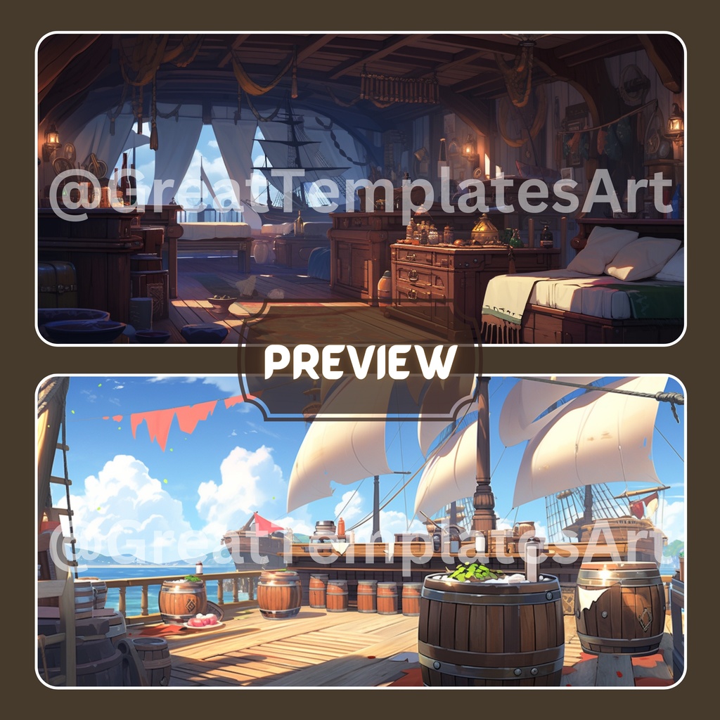 海賊 VTuber 背景、Lofi 背景、ストリーム アセット、Twitch 背景、仮想背景、Vtuber 背景