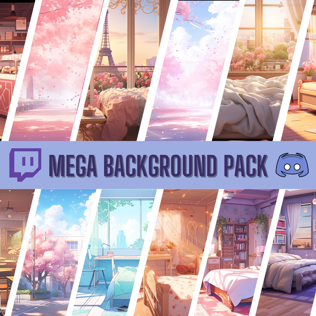 250 VTuber & Twitch 背景、Lofi 背景、ストリーム アセット、Twitch 背景、バーチャル背景、Vtuber 背景