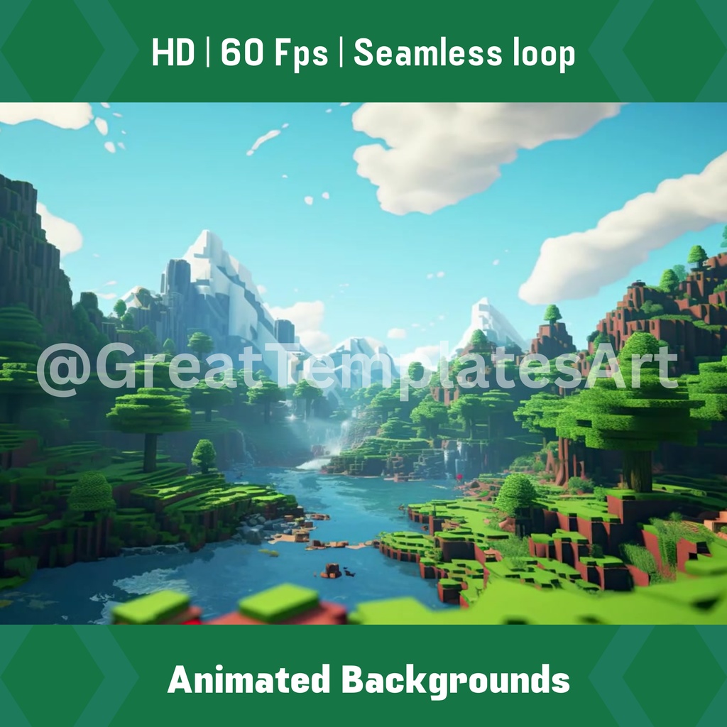 Minecraft アニメーション背景 8 個セット Twitch ストリーミング背景アセット VTuber アニメーション背景 Twitch ゲーマー背景ストリーム アセット