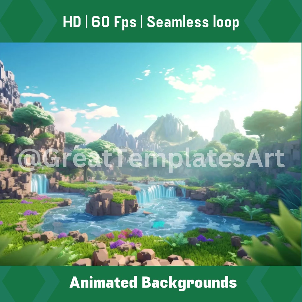 Minecraft アニメーション背景 8 個セット Twitch ストリーミング背景アセット VTuber アニメーション背景 Twitch ゲーマー背景ストリーム アセット