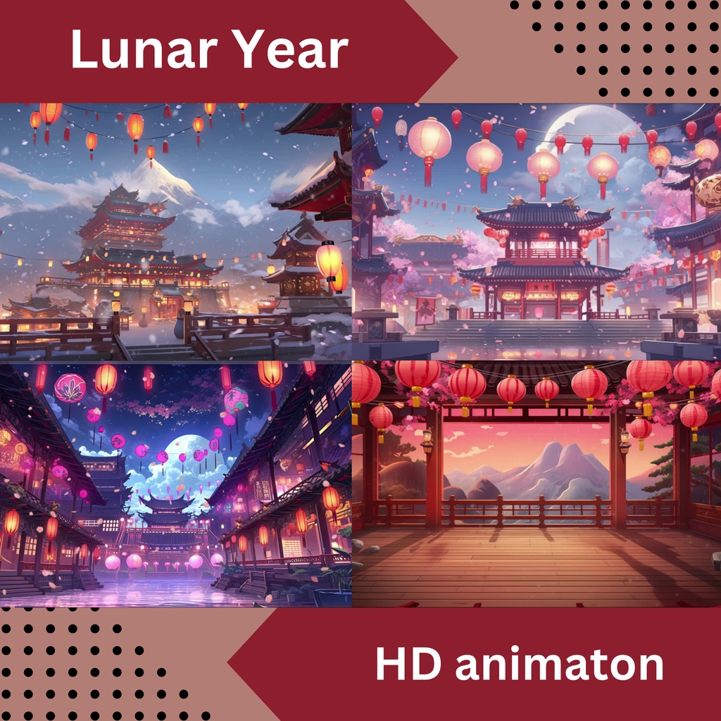 旧暦のアニメーション背景 20 個セット Twitch ストリーミング背景アセット VTuber アニメーション背景 Twitch ゲーマー背景ストリーム アセット