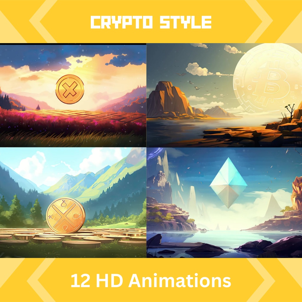 12 個の暗号スタイルのアニメーション背景 Twitch ストリーミング背景アセット VTuber アニメーション背景 Twitch ゲーマー背景ストリーム アセットのセット