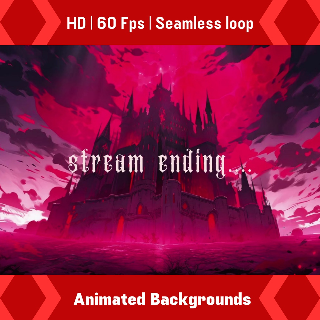 ホラー アニメ Twitch 画面 4 枚セット アニメーション背景 Twitch ストリーミング バックグラウンド アセット VTuber アニメーション背景 Twitch ゲーマー バックグラウンド ストリーム アセット