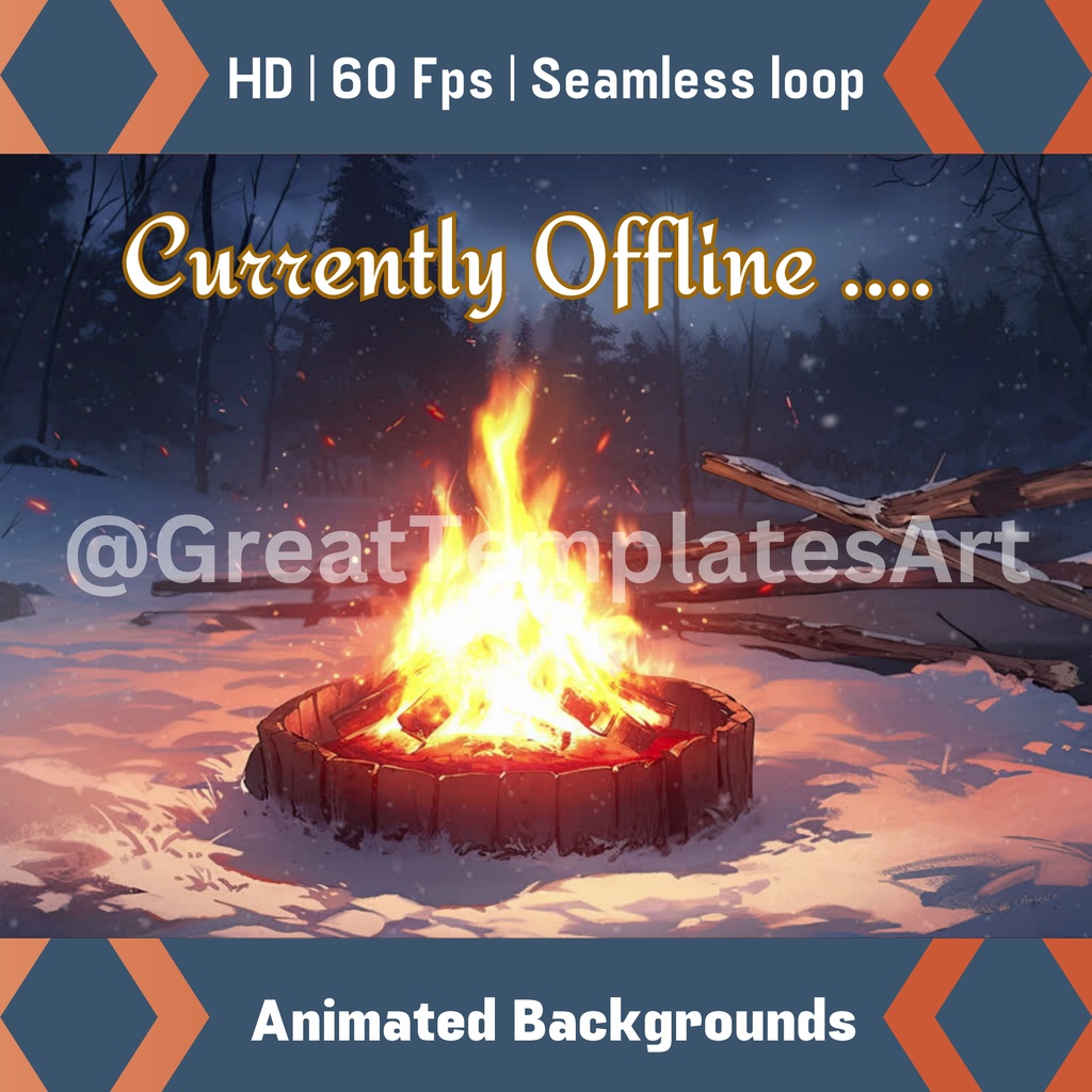 4 つの焚き火 Twitch 画面のセット アニメーション背景 Twitch ストリーミング バックグラウンド アセット VTuber アニメーション背景 Twitch ゲーマー バックグラウンド ストリーム アセット