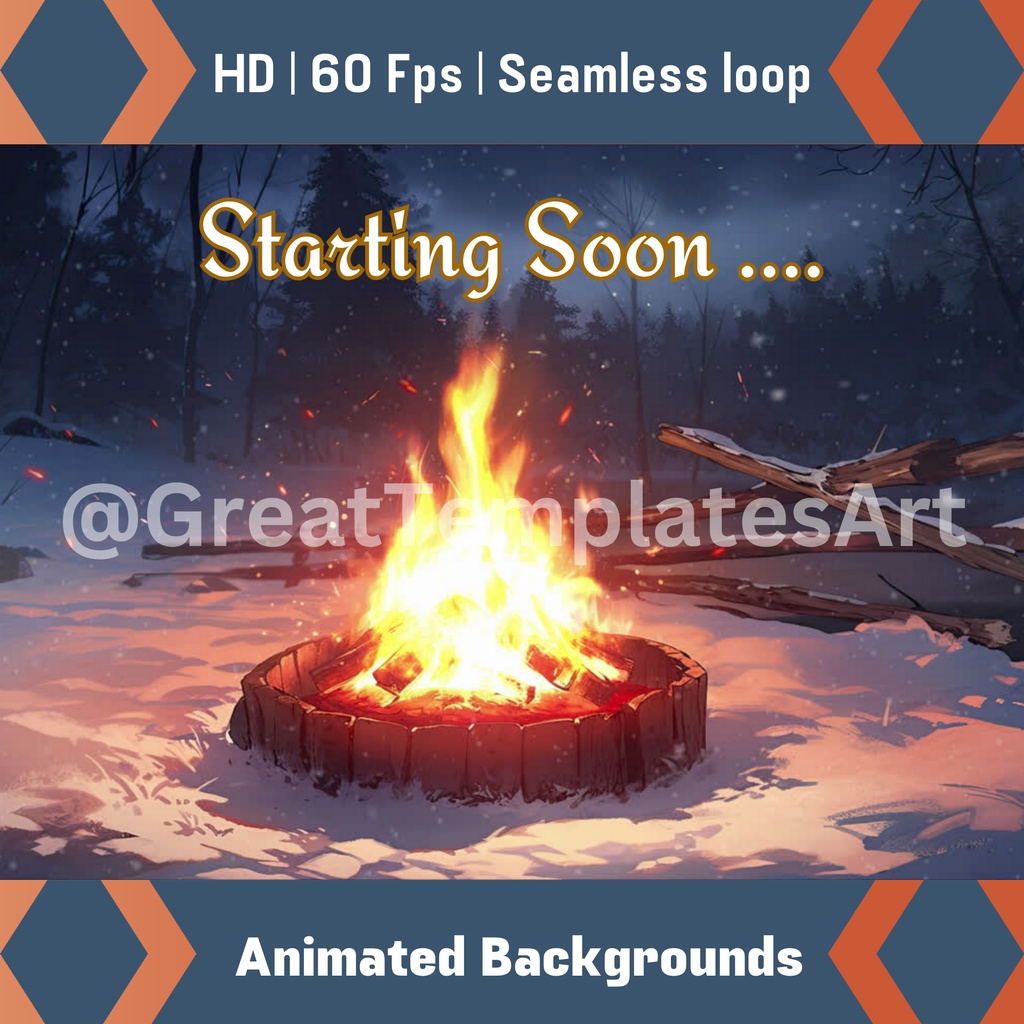 4 つの焚き火 Twitch 画面のセット アニメーション背景 Twitch ストリーミング バックグラウンド アセット VTuber アニメーション背景 Twitch ゲーマー バックグラウンド ストリーム アセット