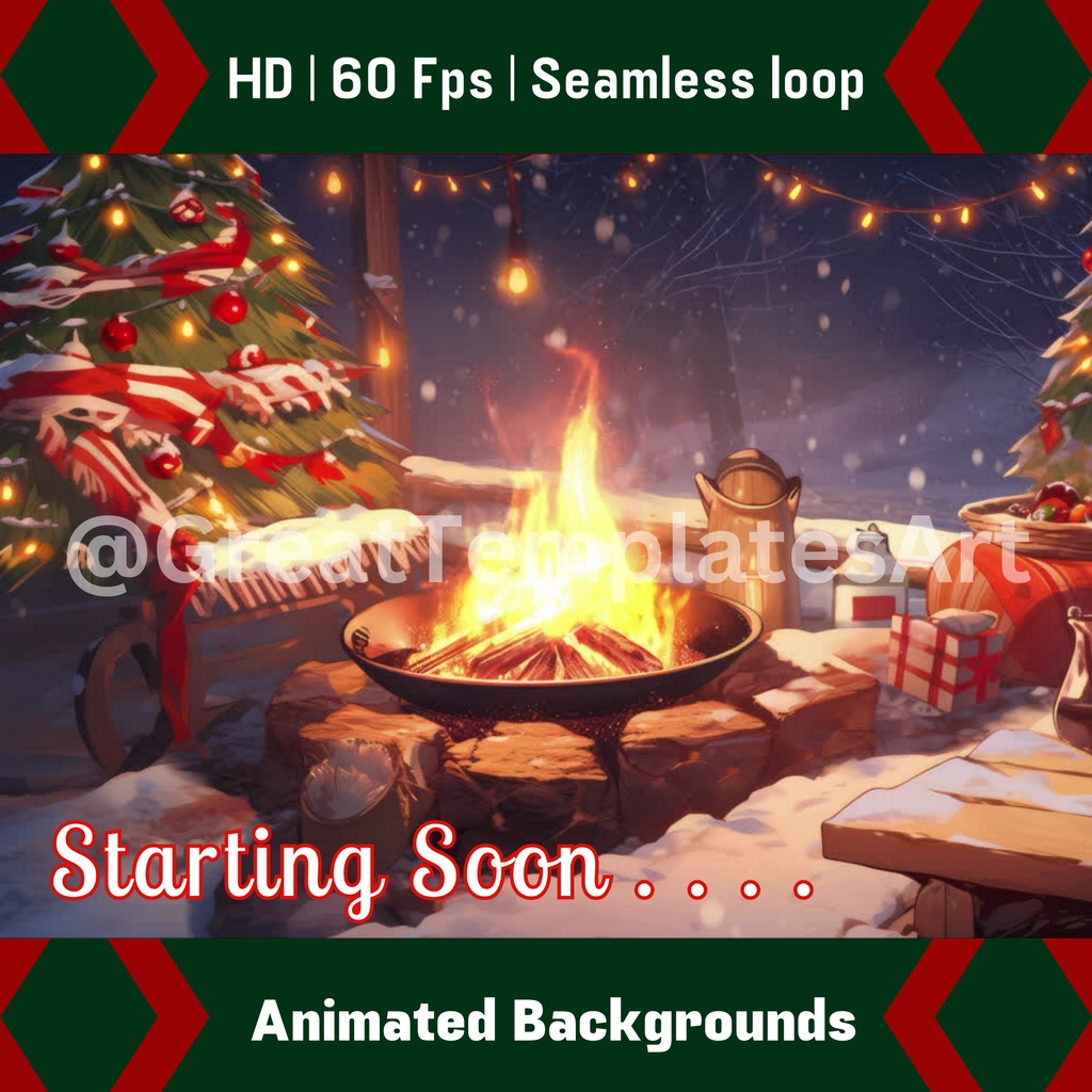 4 つのクリスマス Twitch 画面のセット アニメーション背景 Twitch ストリーミング バックグラウンド アセット VTuber アニメーション背景 Twitch ゲーマー バックグラウンド ストリーム アセット