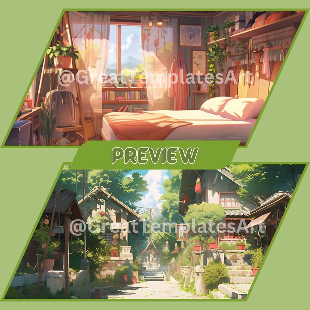 ジブリ VTuber 背景、Lofi 背景、ストリーム アセット、Twitch 背景、バーチャル背景、Vtuber 背景