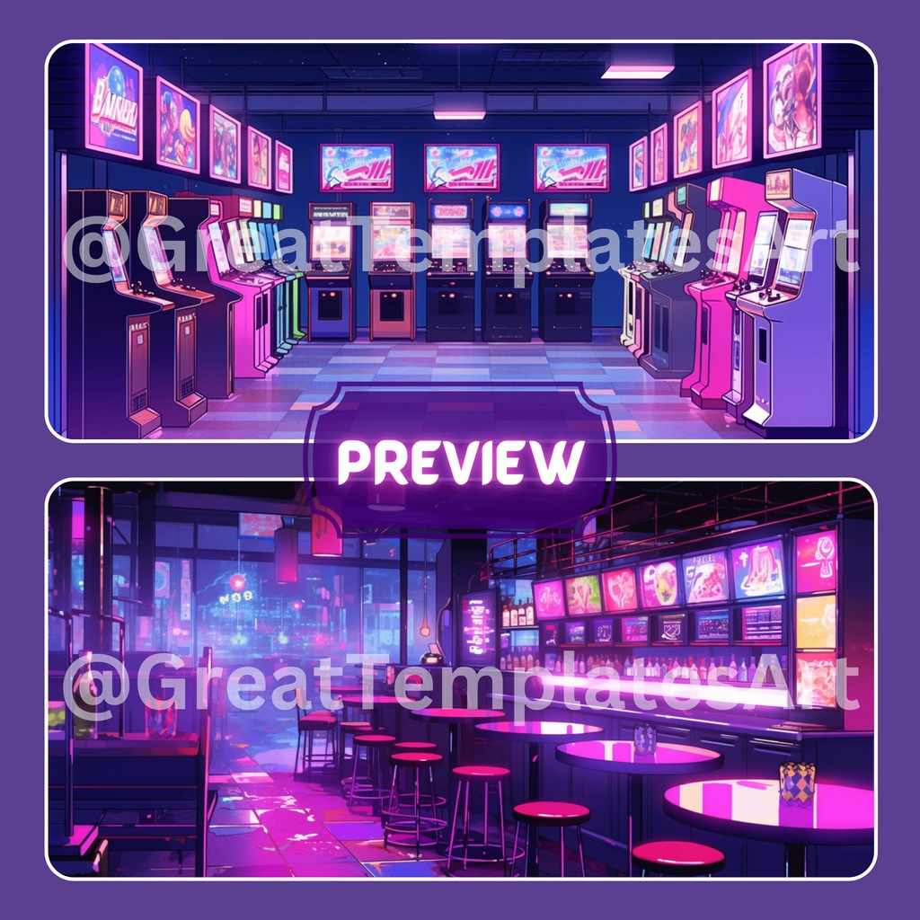 ネオン VTuber 背景、Lofi 背景、ストリーム アセット、Twitch 背景、バーチャル背景、Vtuber 背景