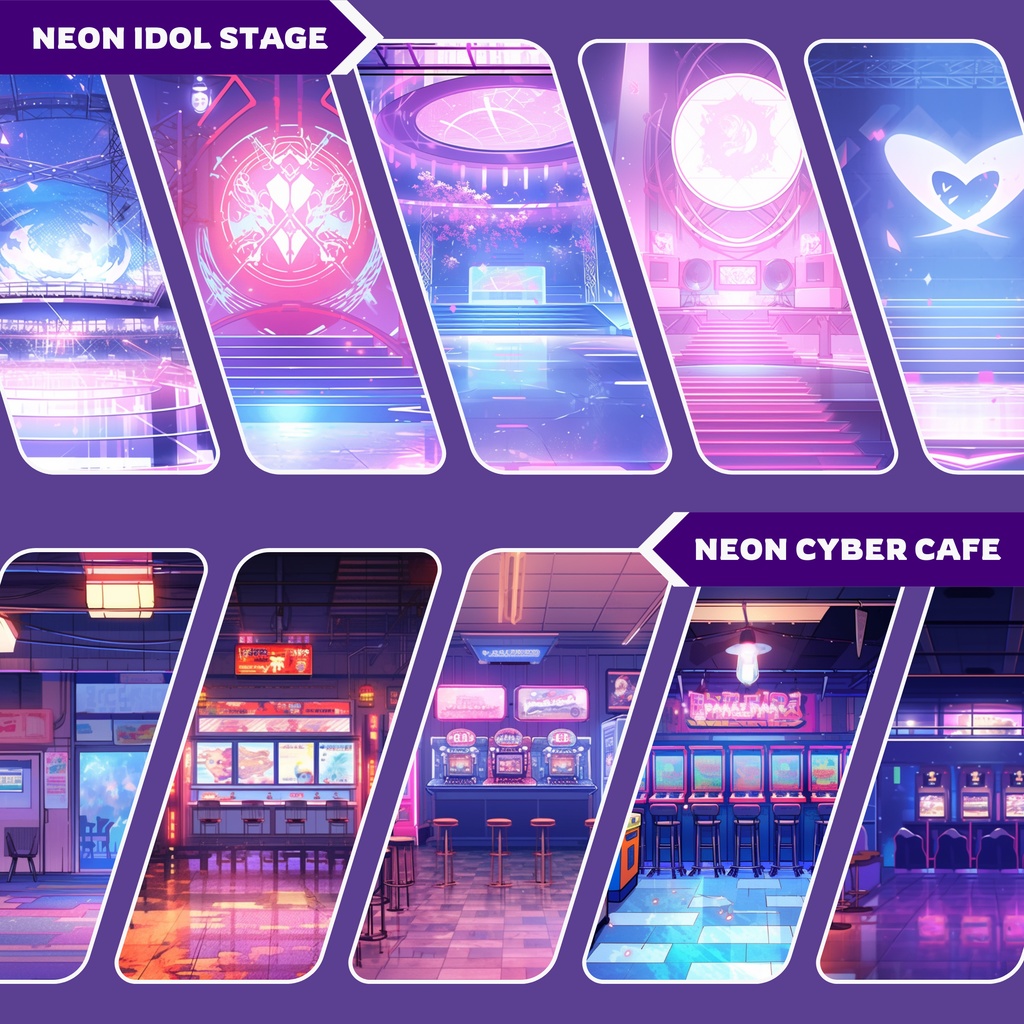 ネオン VTuber 背景、Lofi 背景、ストリーム アセット、Twitch 背景、バーチャル背景、Vtuber 背景