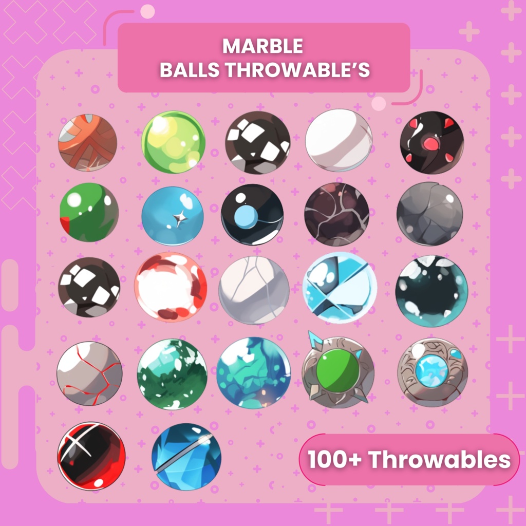かわいいマーブル ボール バンドル Live2d スロー可能な Vutber アセット、スロー可能なマーブル ボール ストリーマー アセット