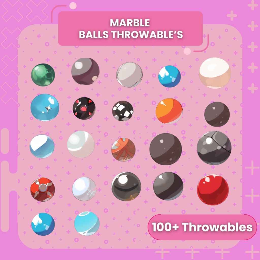 かわいいマーブル ボール バンドル Live2d スロー可能な Vutber アセット、スロー可能なマーブル ボール ストリーマー アセット