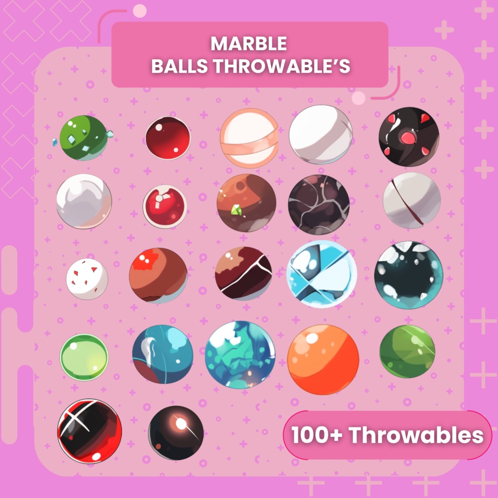 かわいいマーブル ボール バンドル Live2d スロー可能な Vutber アセット、スロー可能なマーブル ボール ストリーマー アセット