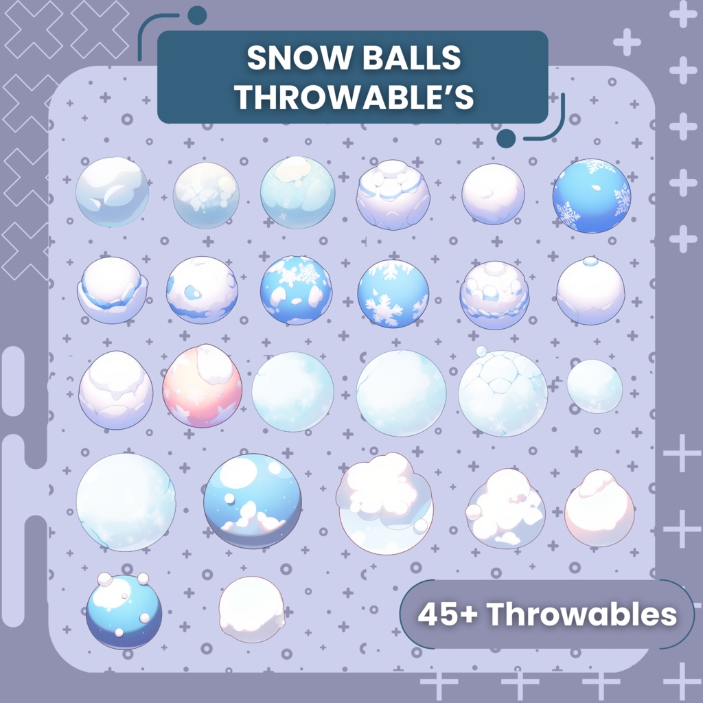 投げられる Snow ball アセットの Live 2d バンドル 45x |ロフィ | 2D デジタル アセット|ストリーマー vtuber Twitch のスロー可能なアセット