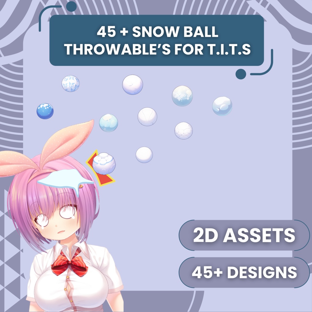 投げられる Snow ball アセットの Live 2d バンドル 45x |ロフィ | 2D デジタル アセット|ストリーマー vtuber Twitch のスロー可能なアセット