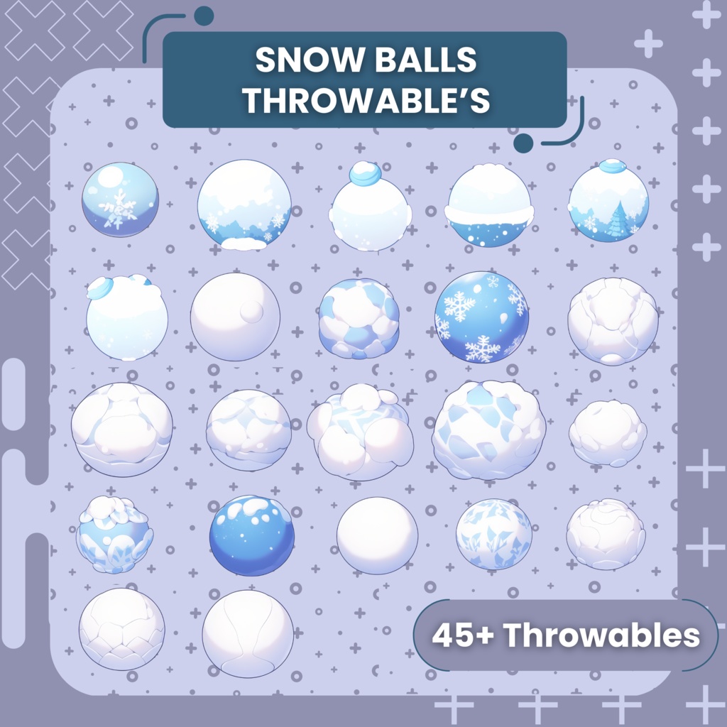 投げられる Snow ball アセットの Live 2d バンドル 45x |ロフィ | 2D デジタル アセット|ストリーマー vtuber Twitch のスロー可能なアセット