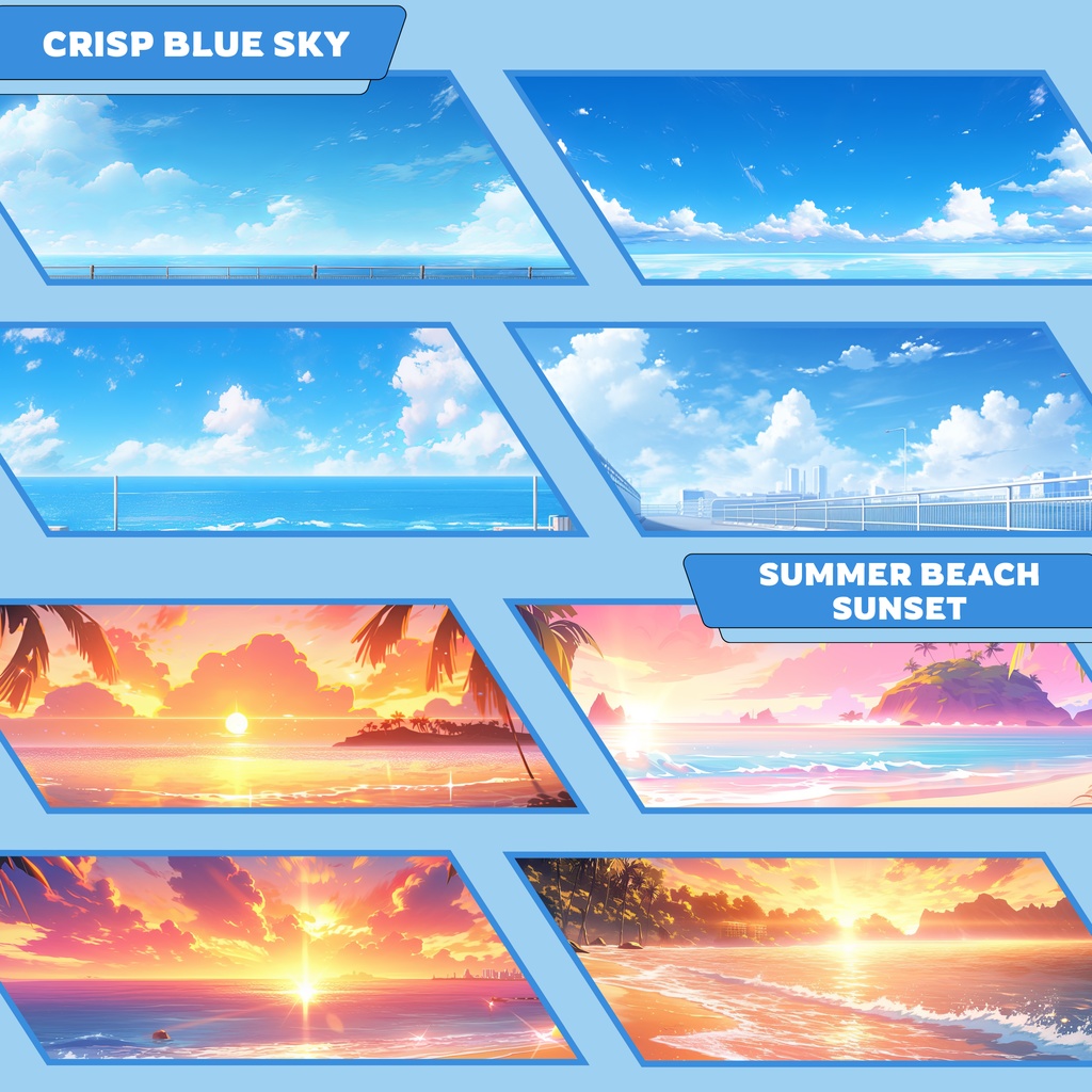 ミニメガパック 100 個以上 夏背景、VTuber ストリームパッケージ VTuber 背景 VTuber ゲーミングチェア アニメーション背景 VTuber アセット