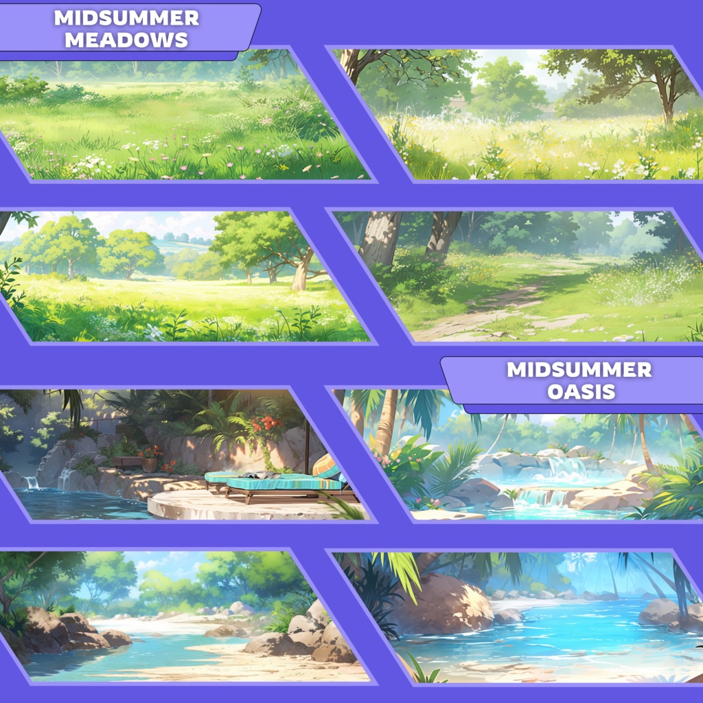 100 以上の真夏の背景、VTuber ストリーム パッケージ、VTuber 背景、VTuber ゲーミング チェア、アニメーション背景、VTuber アセット、ストリーム アセットのミニ メガ パック。