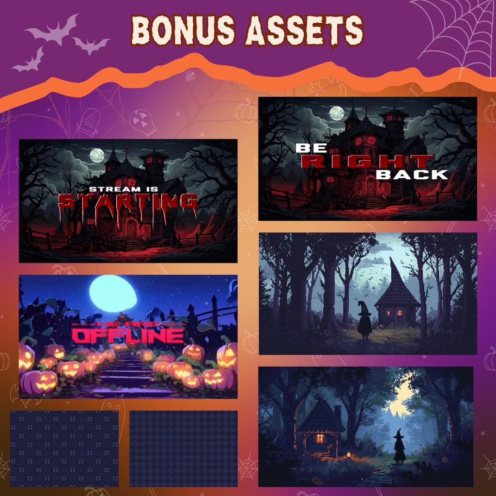 フルアニメーション2倍ハロウィンTwitchオーバーレイ - ボーナス付きアニメーションストリームパッケージ
