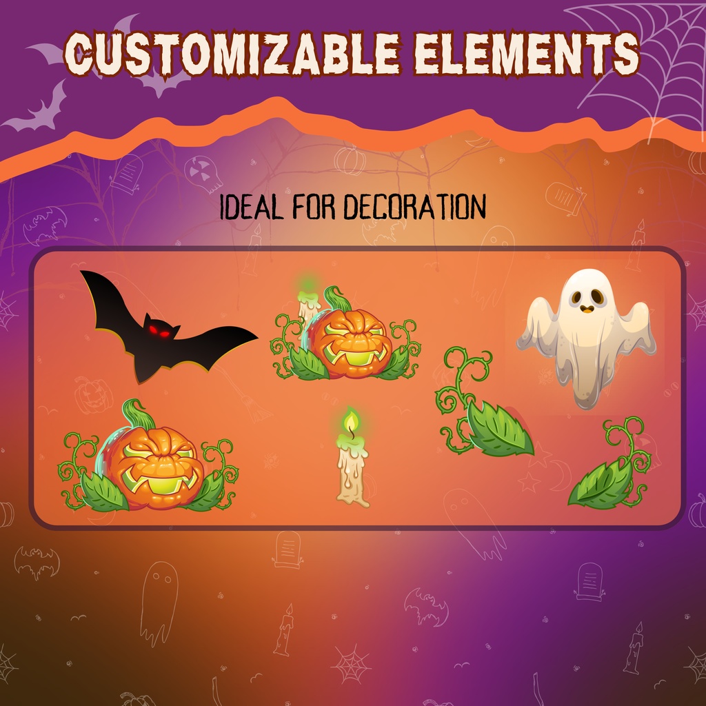 フルアニメーション2倍ハロウィンTwitchオーバーレイ - ボーナス付きアニメーションストリームパッケージ