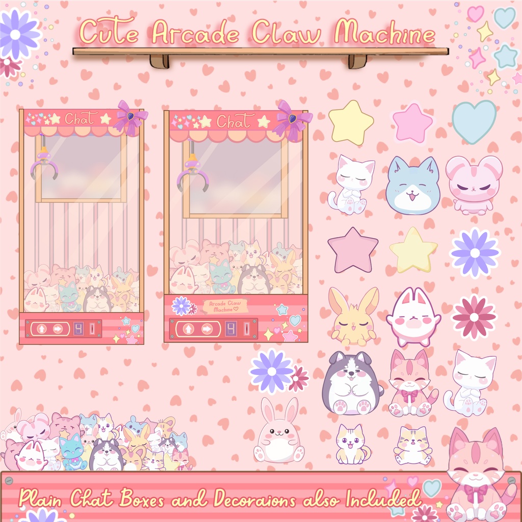 アニメーション可愛いアーケードクレーンゲームTwitchオーバーレイ - ローファイストリームパッケージ