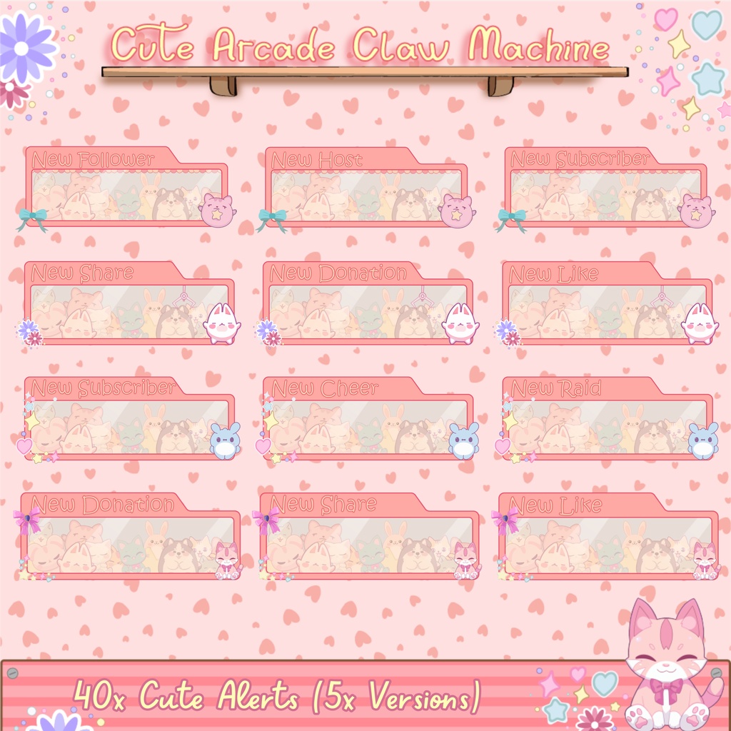 アニメーション可愛いアーケードクレーンゲームTwitchオーバーレイ - ローファイストリームパッケージ