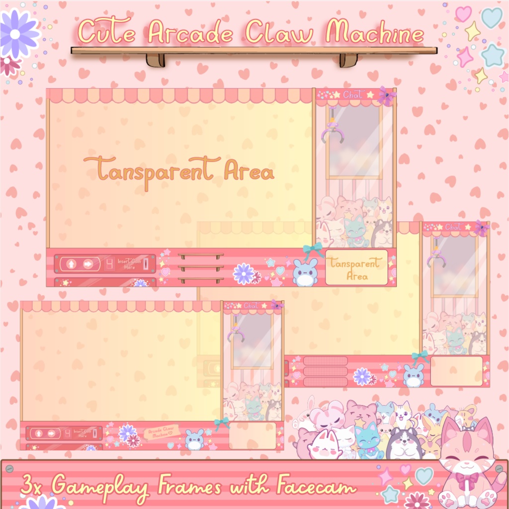 アニメーション可愛いアーケードクレーンゲームTwitchオーバーレイ - ローファイストリームパッケージ