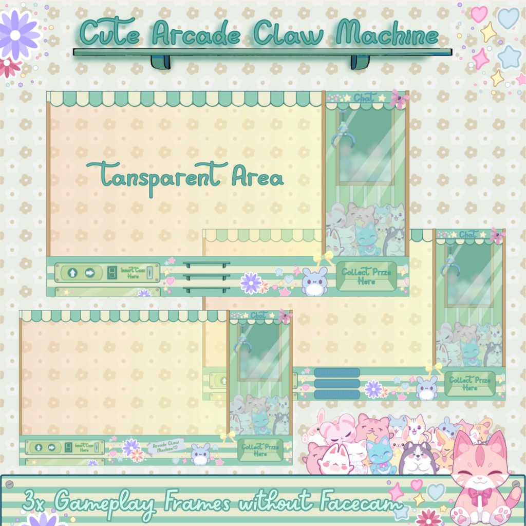 可愛いアーケードクレーンゲームTwitchオーバーレイ - ローファイアニメーションストリームパッケージ