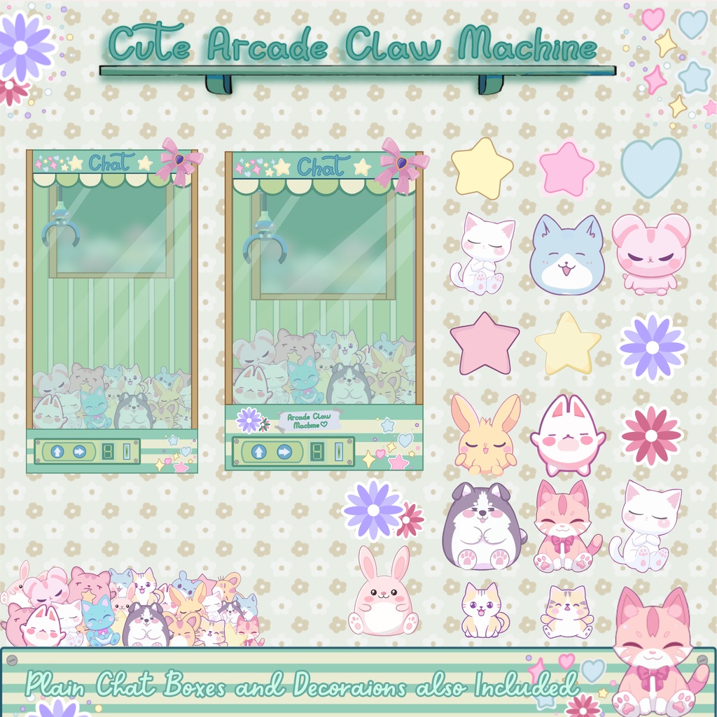 可愛いアーケードクレーンゲームTwitchオーバーレイ - ローファイアニメーションストリームパッケージ