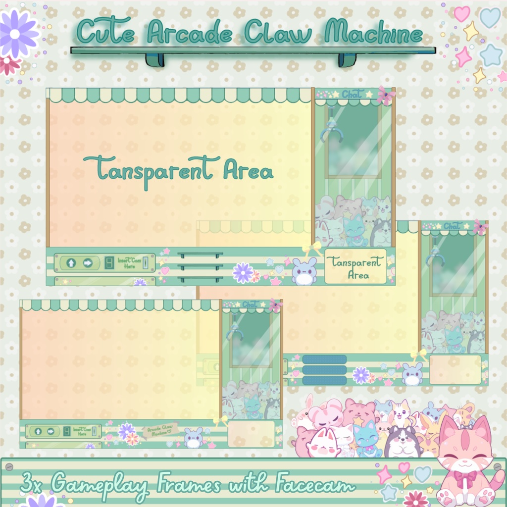 可愛いアーケードクレーンゲームTwitchオーバーレイ - ローファイアニメーションストリームパッケージ