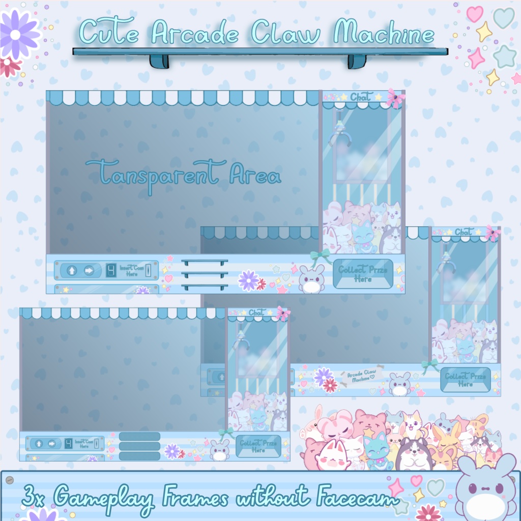 可愛いアーケードクレーンゲームTwitchオーバーレイ - ローファイアニメーションストリームパッケージ