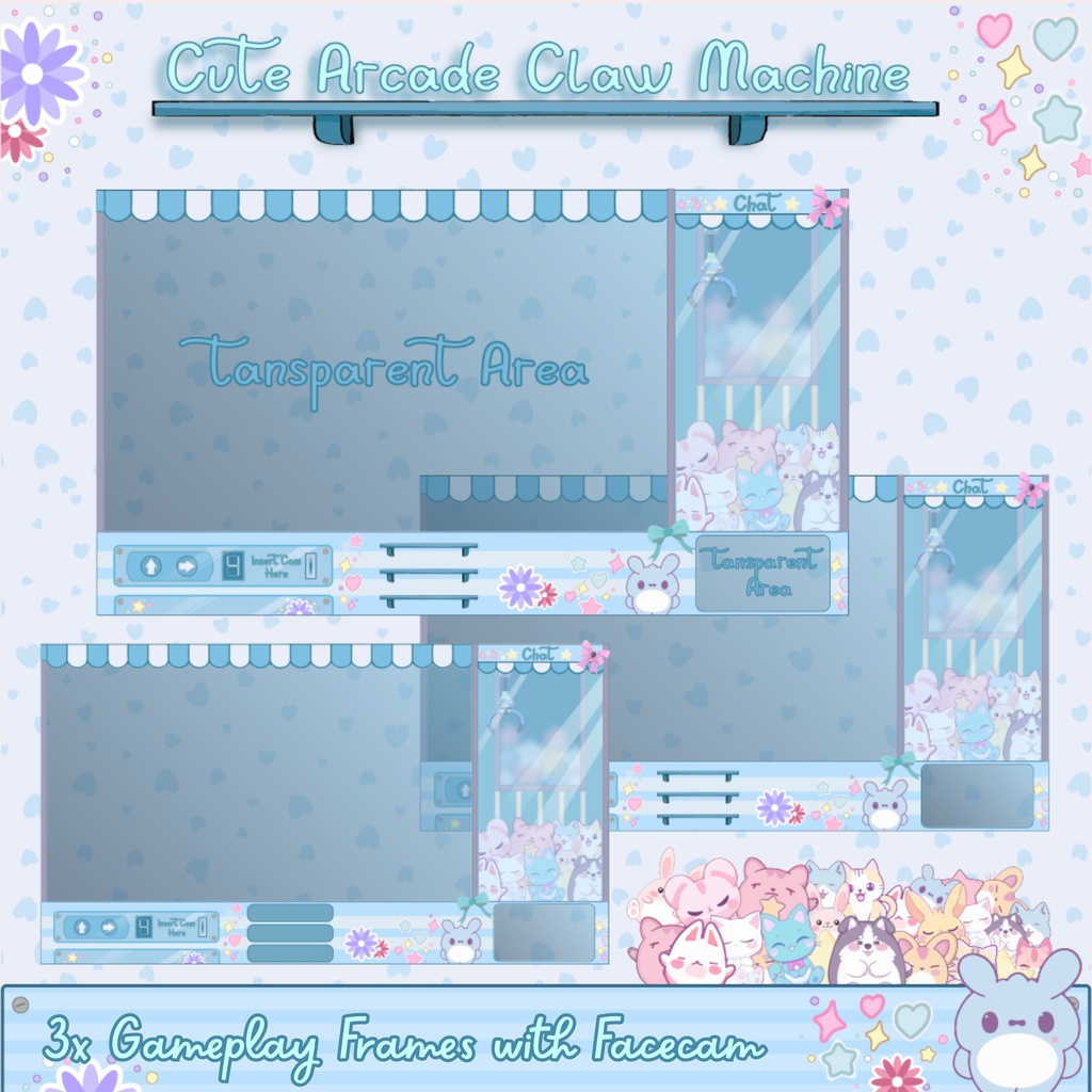 可愛いアーケードクレーンゲームTwitchオーバーレイ - ローファイアニメーションストリームパッケージ