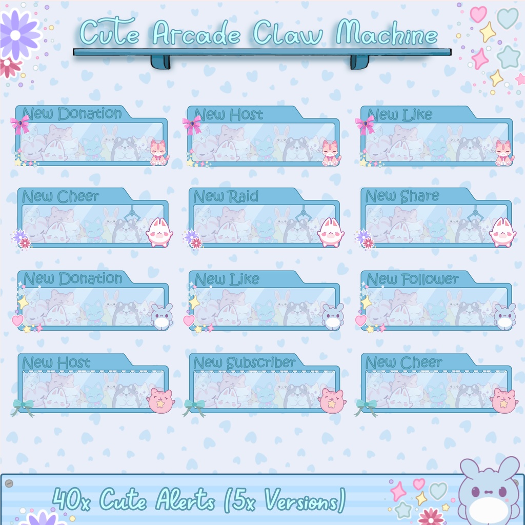 可愛いアーケードクレーンゲームTwitchオーバーレイ - ローファイアニメーションストリームパッケージ