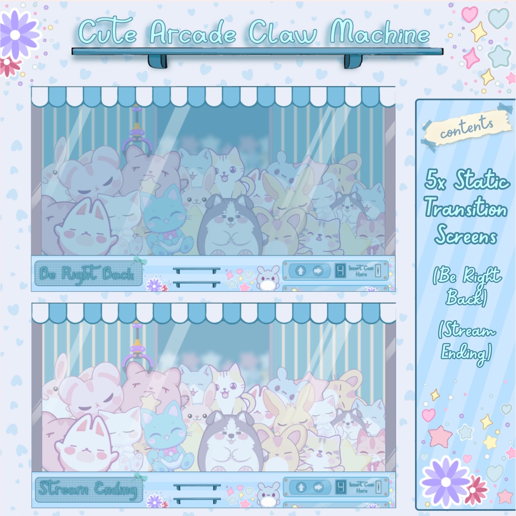 可愛いアーケードクレーンゲームTwitchオーバーレイ - ローファイアニメーションストリームパッケージ