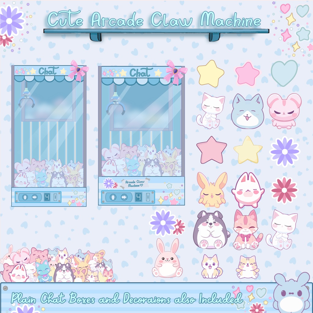 可愛いアーケードクレーンゲームTwitchオーバーレイ - ローファイアニメーションストリームパッケージ