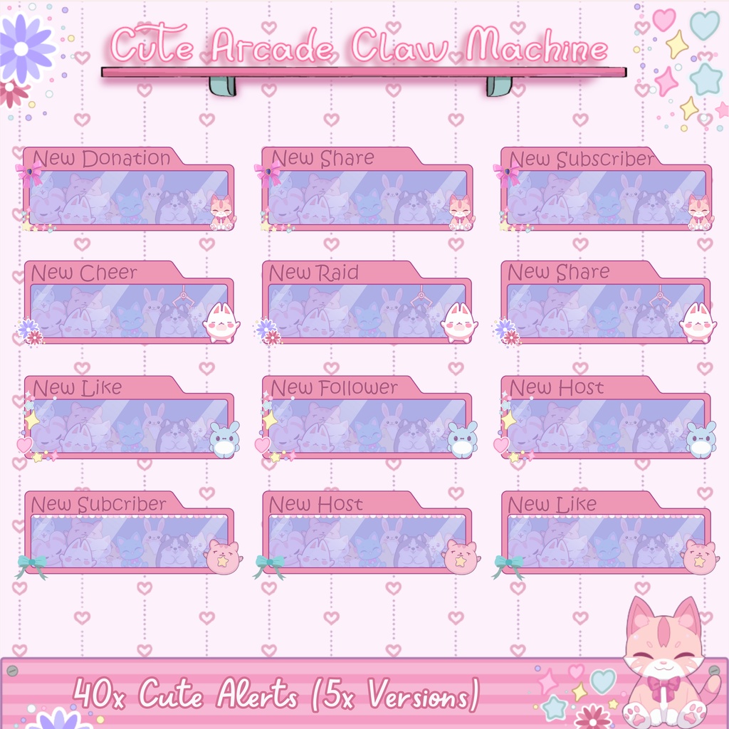 可愛いアーケードクレーンゲームTwitchオーバーレイ - ローファイアニメーションストリームパッケージ