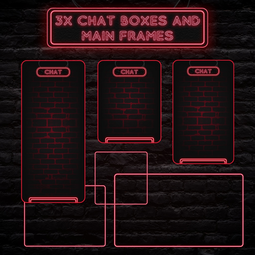 フルアニメーションネオンレッドTwitchオーバーレイ - ローファイゲーミングストリームパッケージ
