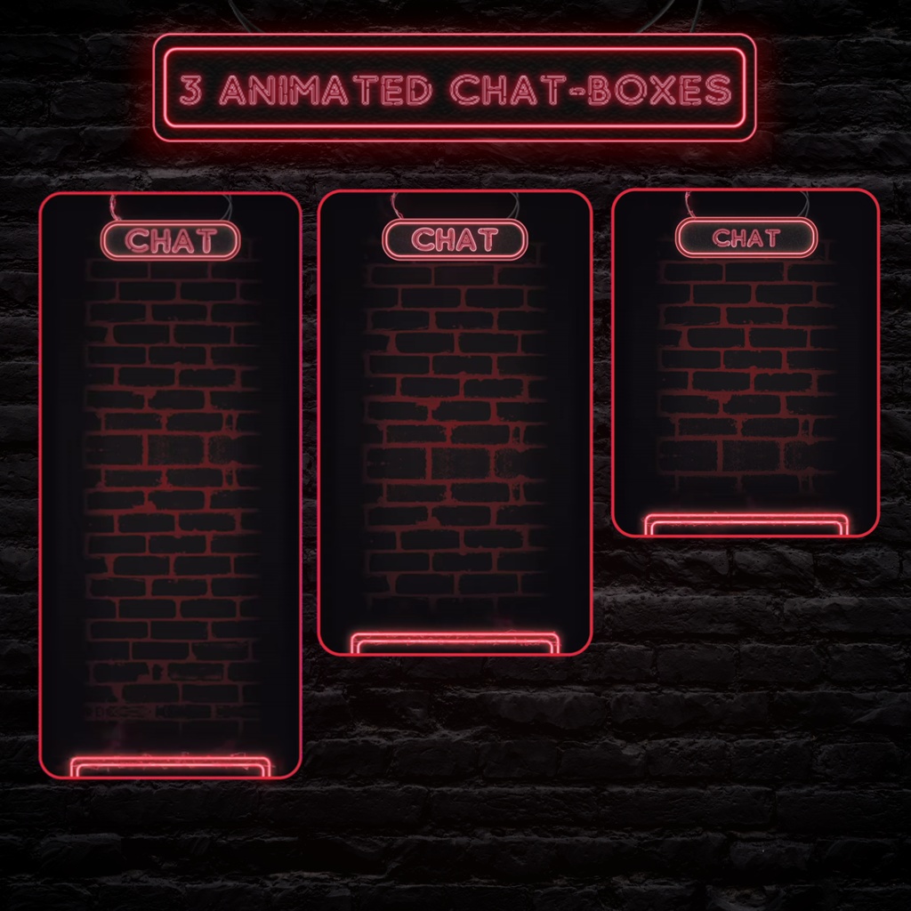 フルアニメーションネオンレッドTwitchオーバーレイ - ローファイゲーミングストリームパッケージ