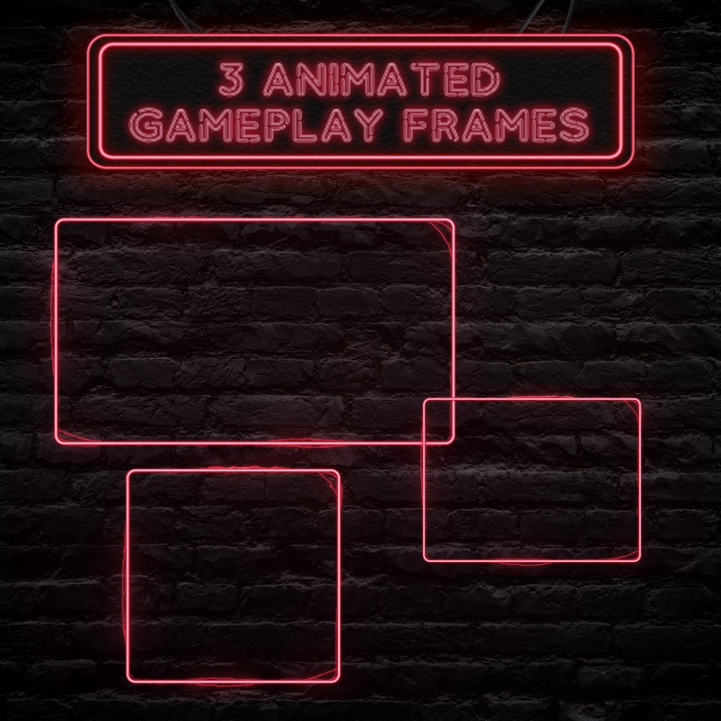 フルアニメーションネオンレッドTwitchオーバーレイ - ローファイゲーミングストリームパッケージ