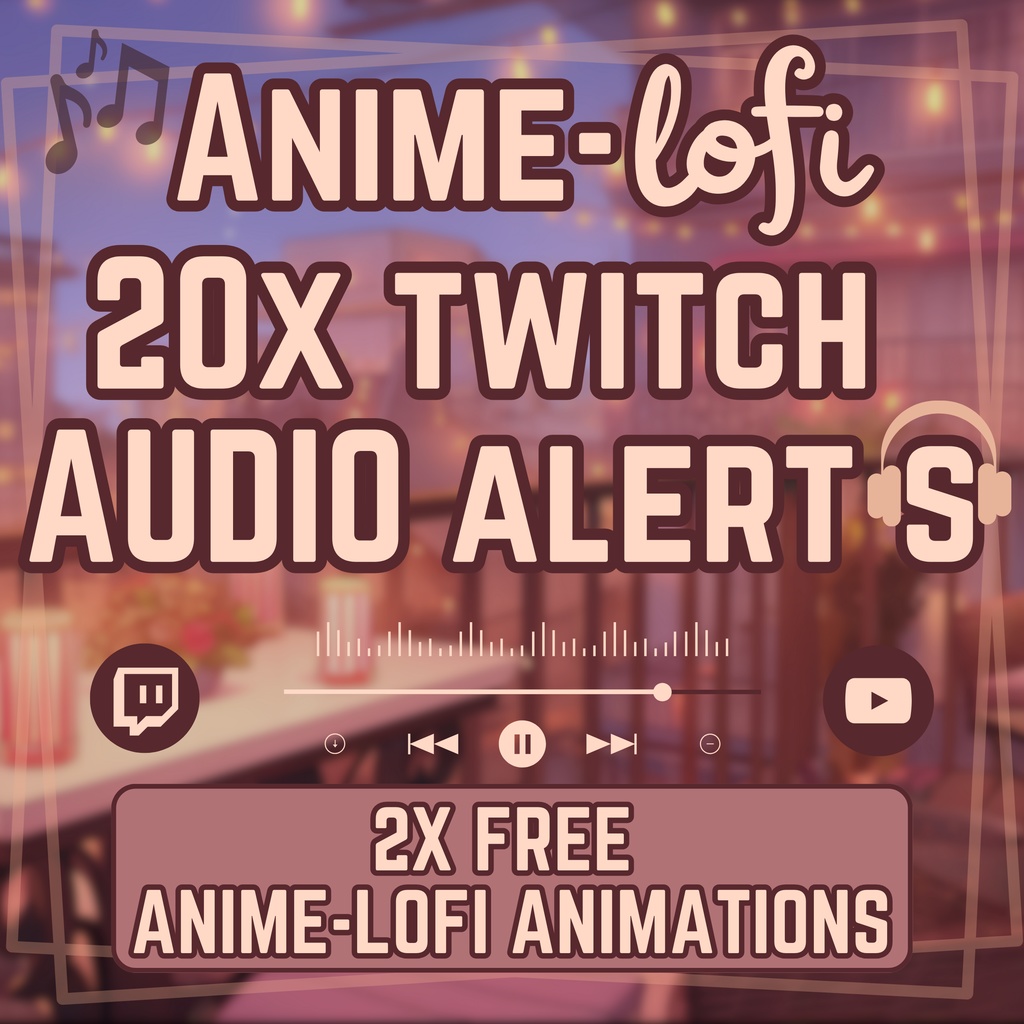 20x Twitch サウンド アラート - アニメ Lofi サウンド アラート Lofi サウンド - ストリーマーに最適な通知とトランジション