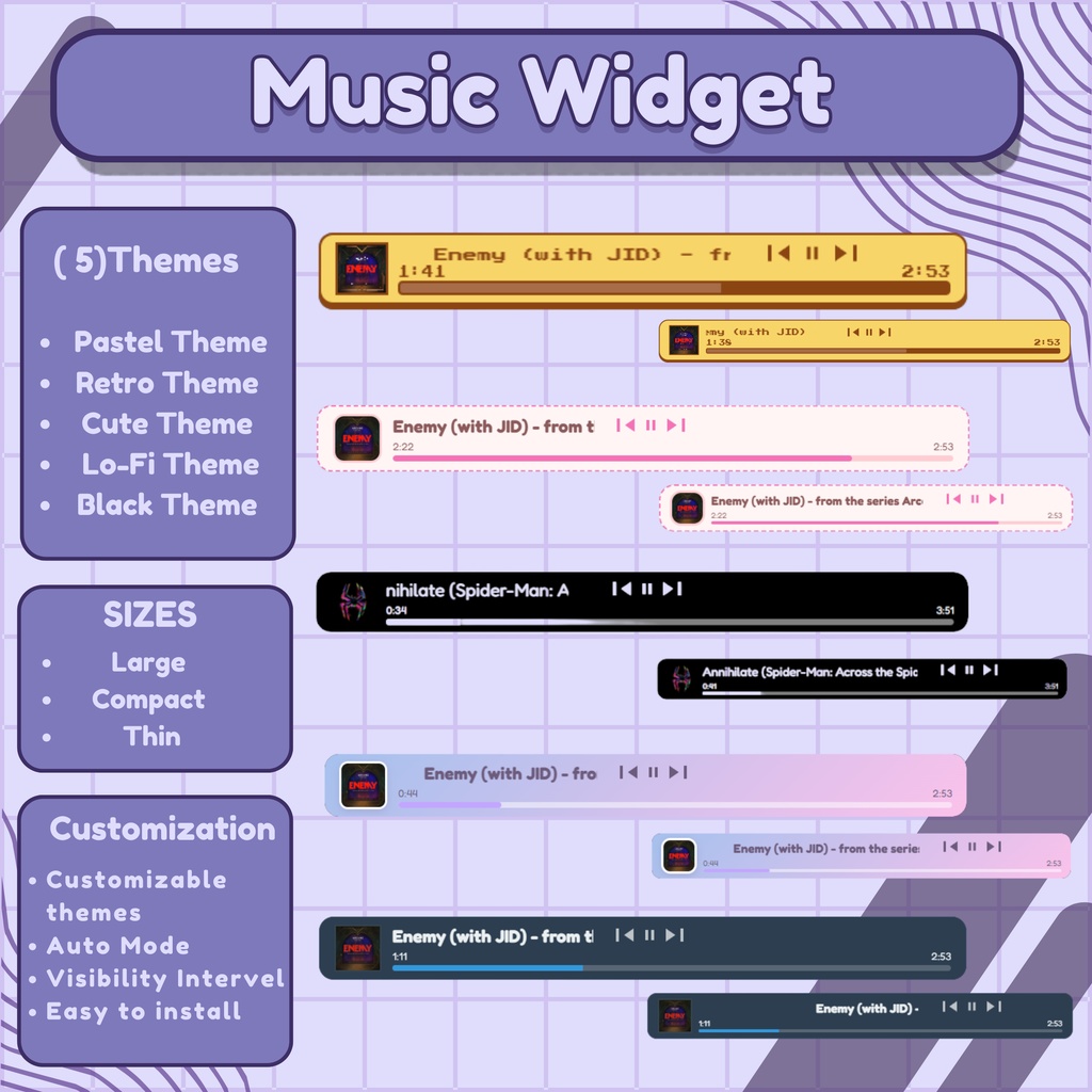 【VTuber向け】【YouTube/Twitch】Spotify音楽ウィジェットセット✨│配信用