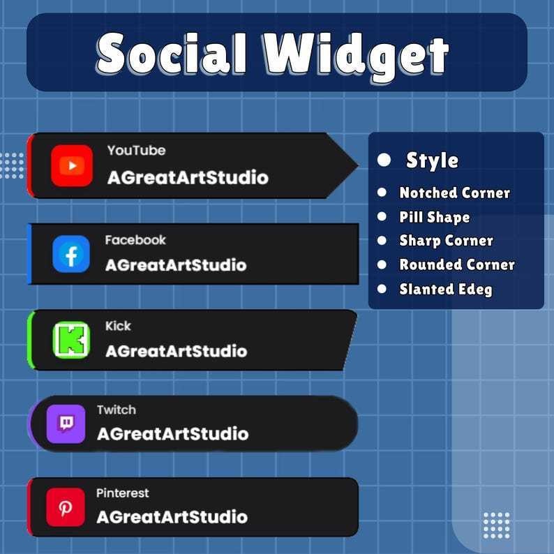 【VTuber向け】【YouTube/Twitch】ソーシャルウィジェットセット✨│配信用