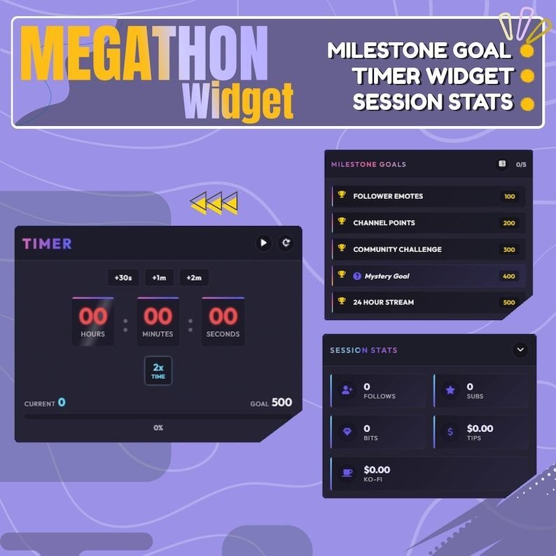 【VTuber向け】【YouTube/Twitch】メガソンウィジェットセット✨│配信用