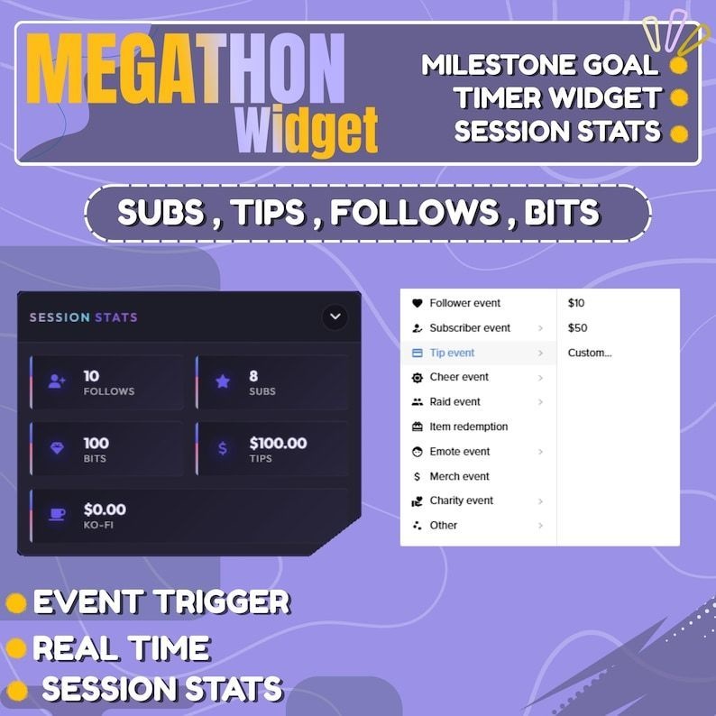 【VTuber向け】【YouTube/Twitch】メガソンウィジェットセット✨│配信用