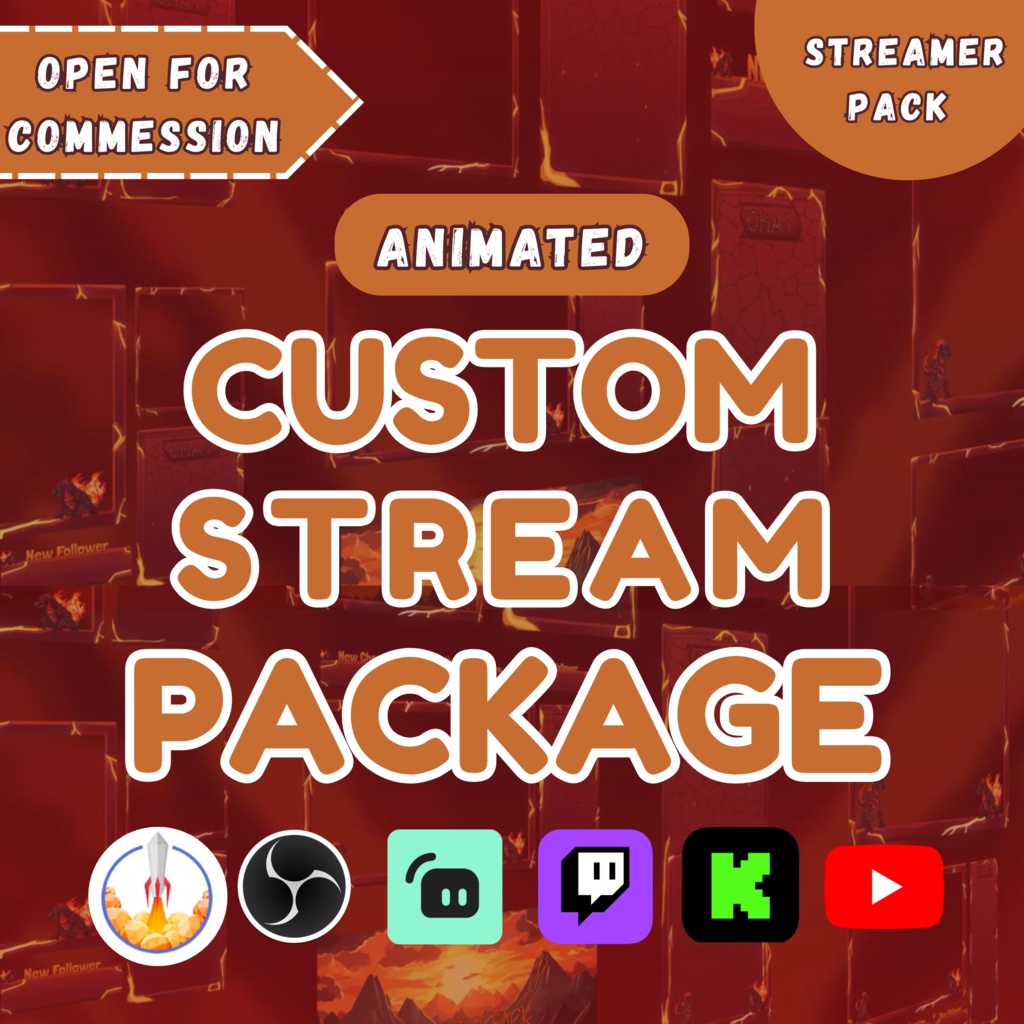 【ストリーマー＆VTuber向け】 コミッション募集中！ Twitch、Kick、YouTube向けのカスタムアニメーションオーバーレイパッケージ✨