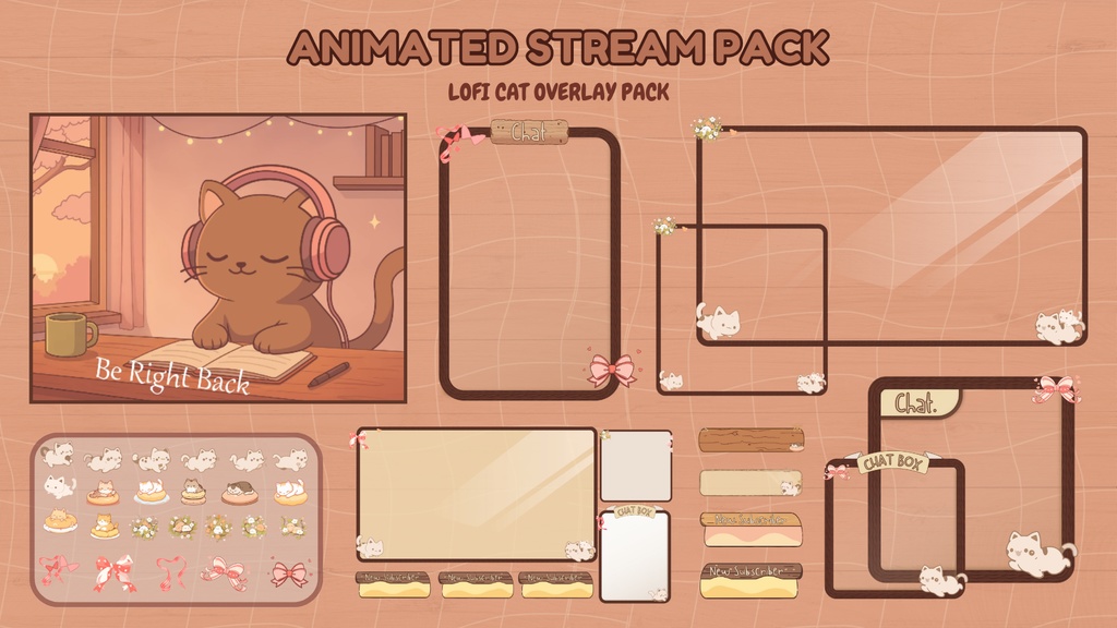 【VTuber向け】【YouTube/Twitch】Lofi Cat配信オーバーレイ✨│配信用