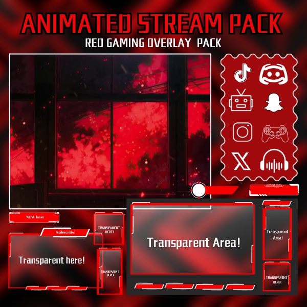 【VTuber向け】【YouTube/Twitch】Red Gaming Stream Overlay ✨│配信用