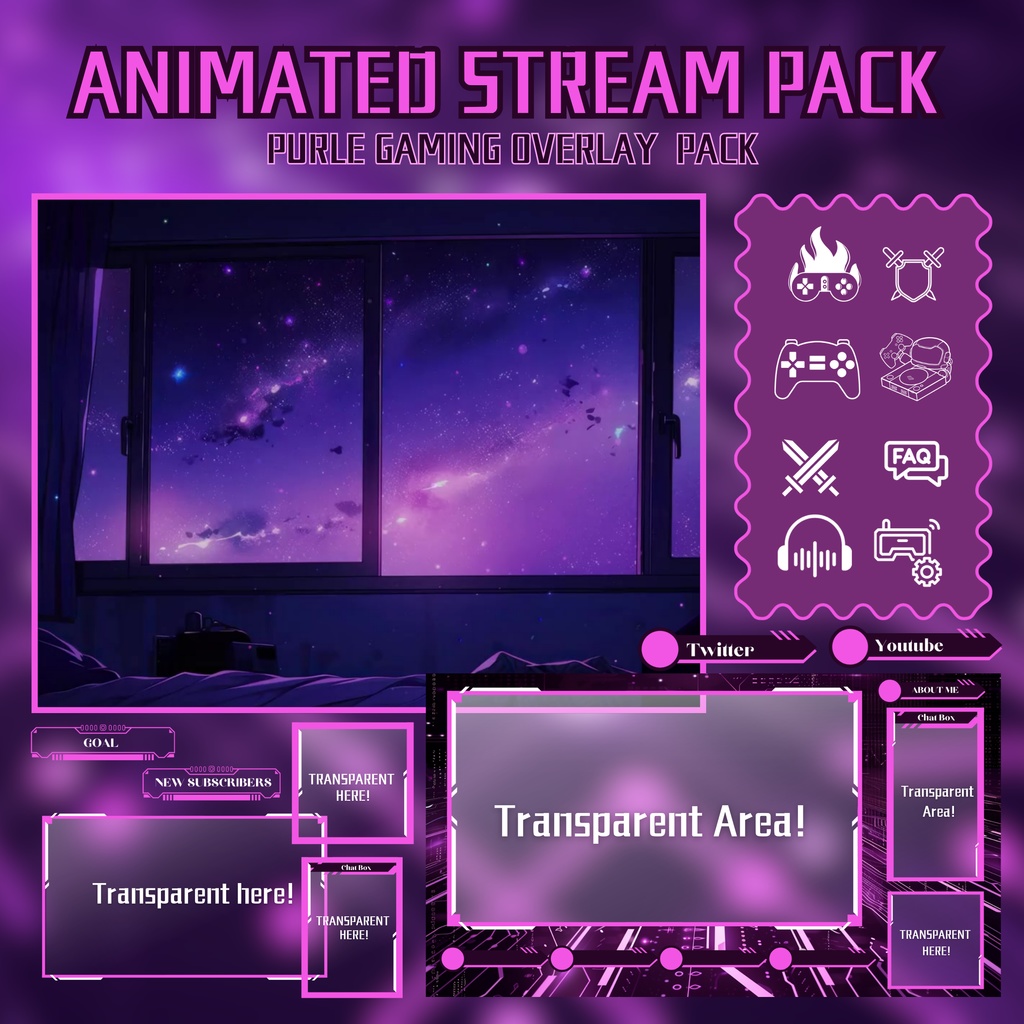 【VTuber向け】Purple Gaming 動く画面✨【ストリーマー向け】